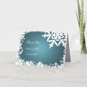 aqua winter wedding Thank You Card