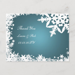 aqua winter wedding Thank You Postcard