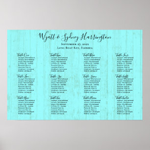 Aqua Wood Grain Driftwood Reception Seating Chart