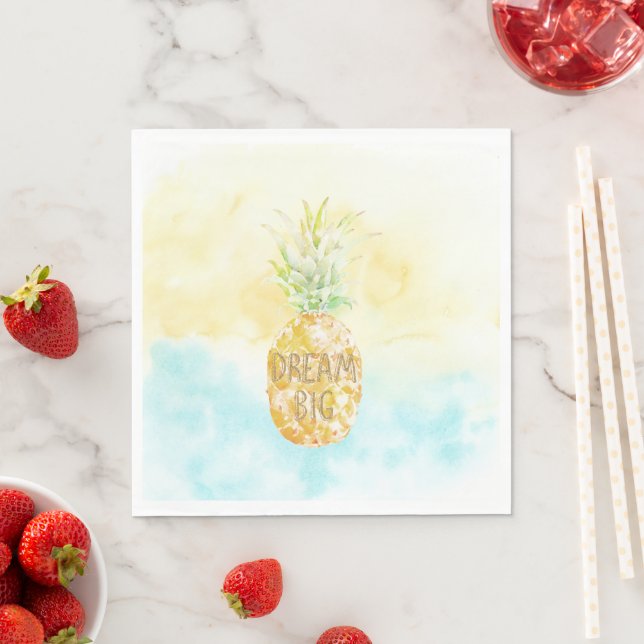 Aqua Yellow Pineapple Gold Dream         Napkin (Insitu)