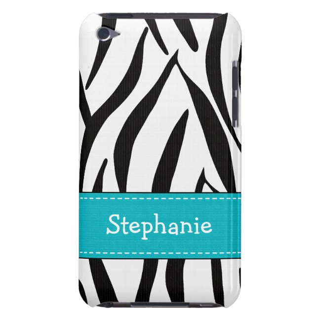 Aqua Zebra Print iPod Touch 4th Gen Case-Mate Cove Case (Back)