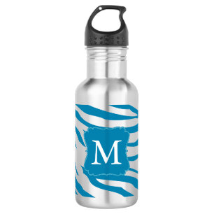 Aqua Zebra print Monogram 532 Ml Water Bottle