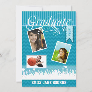 Aqua Zig Zag Senior Picture Class of Announcement