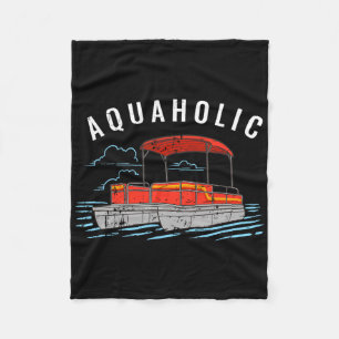Aquaholic Pun - Funny Lake Lover Pontoon Boating M Fleece Blanket