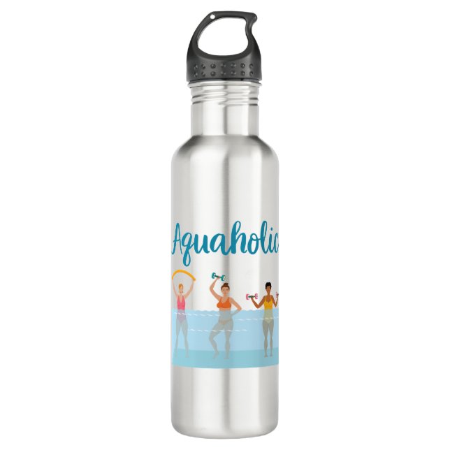 Aquaholic Water Aerobics Waterobics Women 710 Ml Water Bottle (Front)