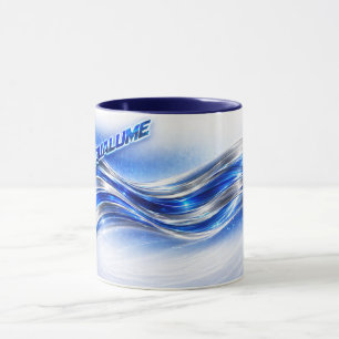 Aqualume Flow – Blue Silver Wave Energy Mug