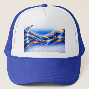 Aqualume Wave Shirt – Blue Orange Abstract Flow De Trucker Hat