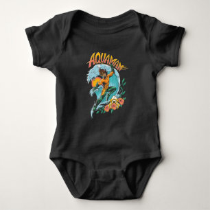 Aquaman and Trident Rising Surf Graphic Baby Bodysuit
