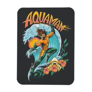Aquaman and Trident Rising Surf Graphic Magnet