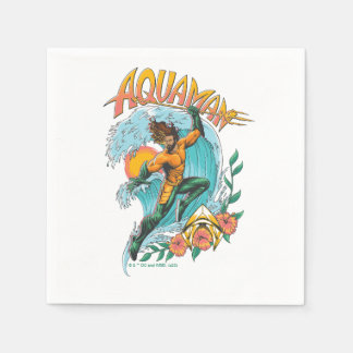 Aquaman and Trident Rising Surf Graphic Napkin