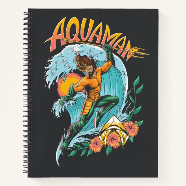 Aquaman and Trident Rising Surf Graphic Notebook (Front)