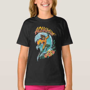 Aquaman and Trident Rising Surf Graphic T-Shirt