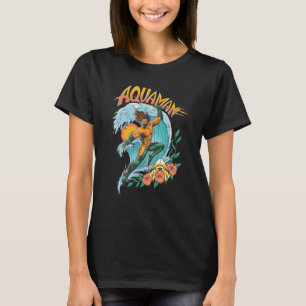 Aquaman and Trident Rising Surf Graphic T-Shirt