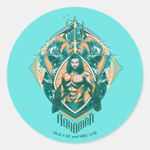 Aquaman   Aquaman & Trenchers Graphic Classic Round Sticker
