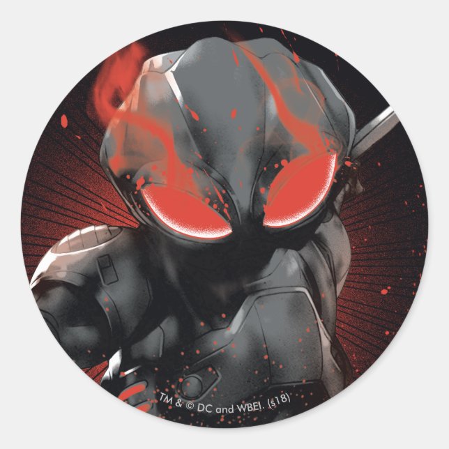 Aquaman | Black Manta Red Swipe Graphic Classic Round Sticker (Front)