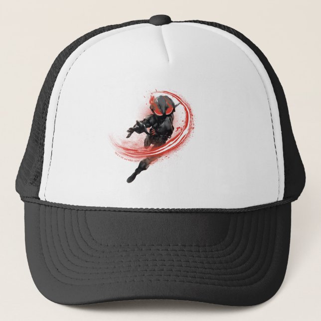 Aquaman | Black Manta Red Swipe Graphic Trucker Hat (Front)