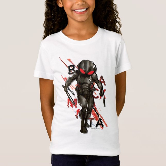 Aquaman | Black Manta Scattered Typography Graphic T-Shirt (Front)