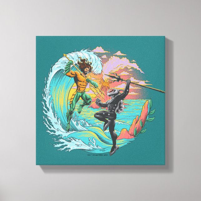 Aquaman & Black Manta Tidal Wave Canvas Print (Front)