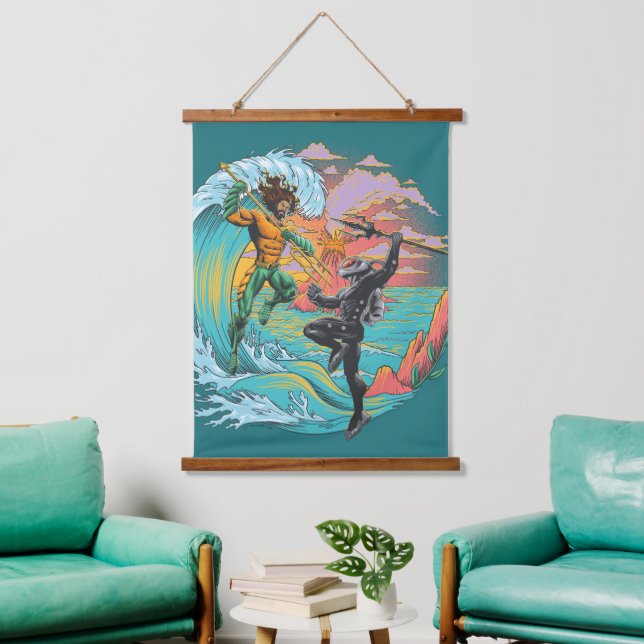 Aquaman & Black Manta Tidal Wave Hanging Tapestry (Living Room)
