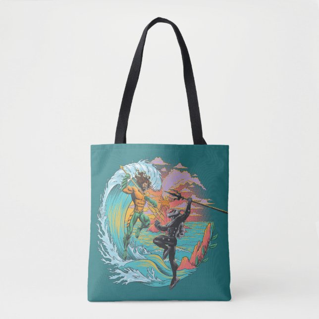 Aquaman & Black Manta Tidal Wave Tote Bag (Front)