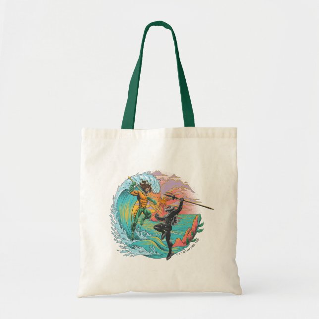 Aquaman & Black Manta Tidal Wave Tote Bag (Front)