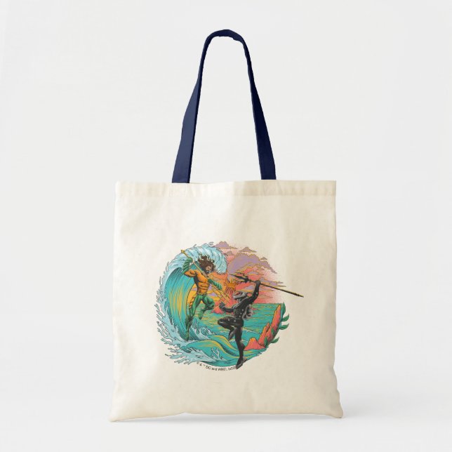Aquaman & Black Manta Tidal Wave Tote Bag (Front)