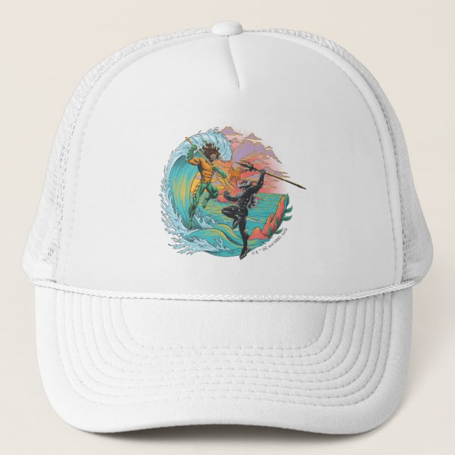 Aquaman & Black Manta Tidal Wave Trucker Hat (Front)