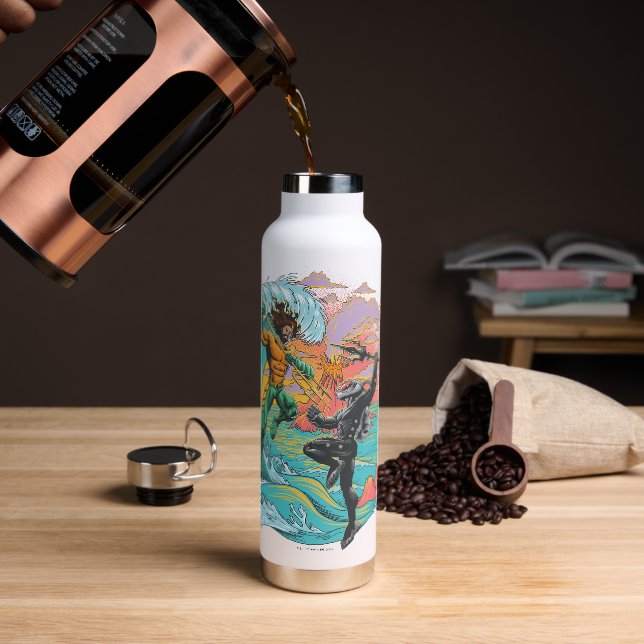 Aquaman & Black Manta Tidal Wave Water Bottle (Coffee)