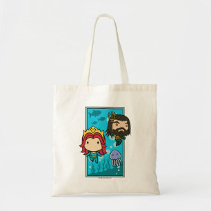 Aquaman Chibi Mera & Aquaman Undersea Graphic Tote Bag