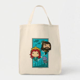 Aquaman   Chibi Mera & Aquaman Undersea Graphic Tote Bag