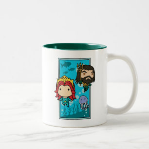 Aquaman   Chibi Mera & Aquaman Undersea Graphic Two-Tone Coffee Mug
