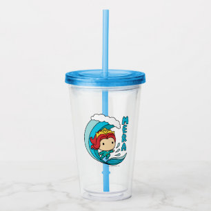 Aquaman Chibi Mera Riding Wave Graphic Acrylic Tumbler