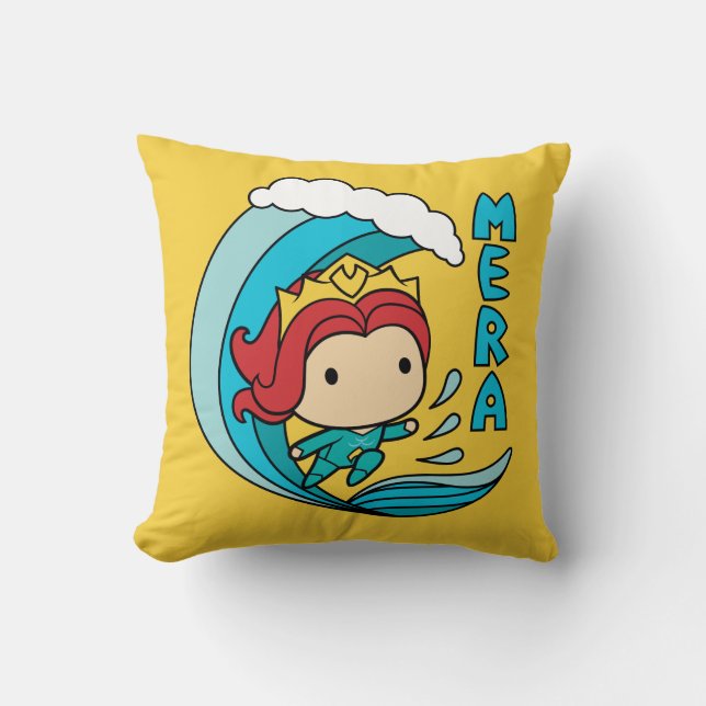Aquaman | Chibi Mera Riding Wave Graphic Cushion (Front)