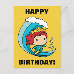 Aquaman Chibi Mera Riding Wave Graphic Postcard