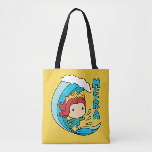 Aquaman   Chibi Mera Riding Wave Graphic Tote Bag
