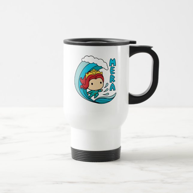 Aquaman | Chibi Mera Riding Wave Graphic Travel Mug (Right)