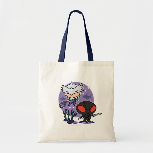 Aquaman | Chibi Orm & Black Manta Undersea Graphic Tote Bag (Front)