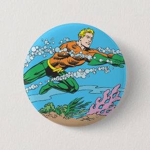 Aquaman Dashes Thru Water 6 Cm Round Badge