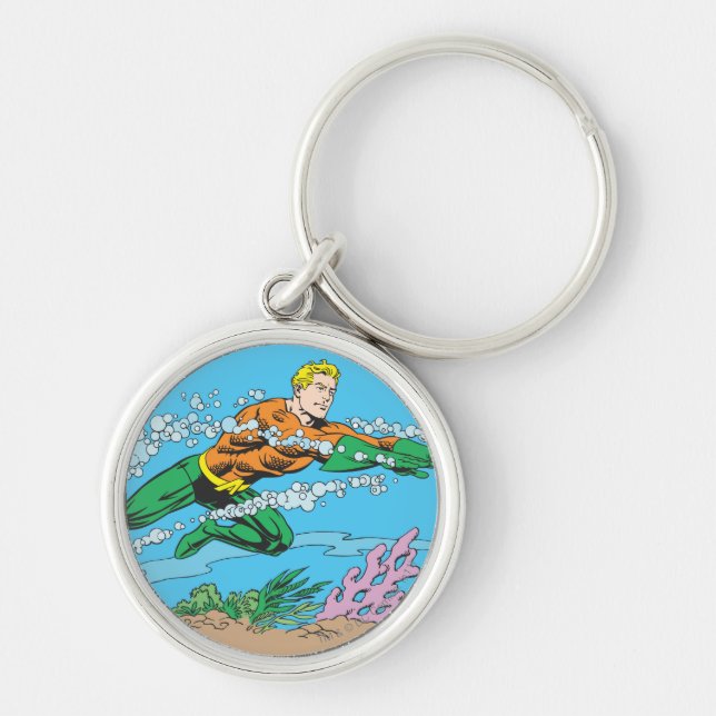 Aquaman Dashes Thru Water Key Ring (Front)