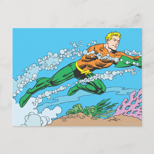 Aquaman Dashes Thru Water Postcard (Front)