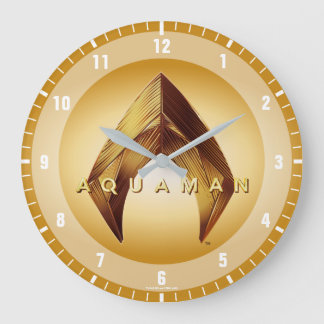 Aquaman | Golden Aquaman Logo Large Clock