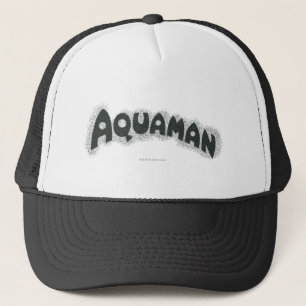 Aquaman Grunge Black Logo Trucker Hat