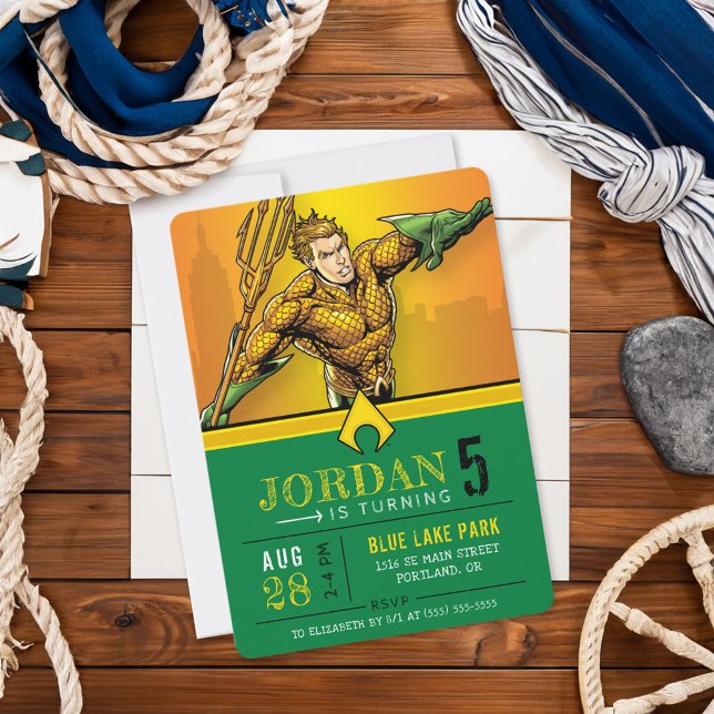 Aquaman | Happy Birthday Invitation (Invite on table)