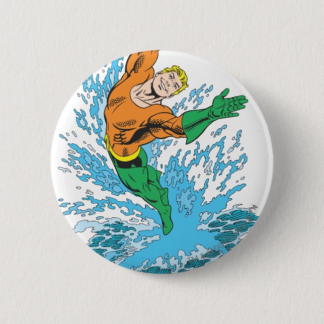 Aquaman Leaps in Wave 6 Cm Round Badge (Front)