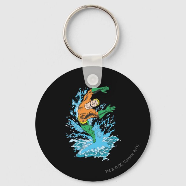 Aquaman Leaps in Wave Key Ring (Front)