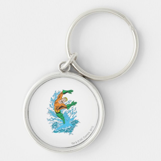Aquaman Leaps in Wave Key Ring (Front)