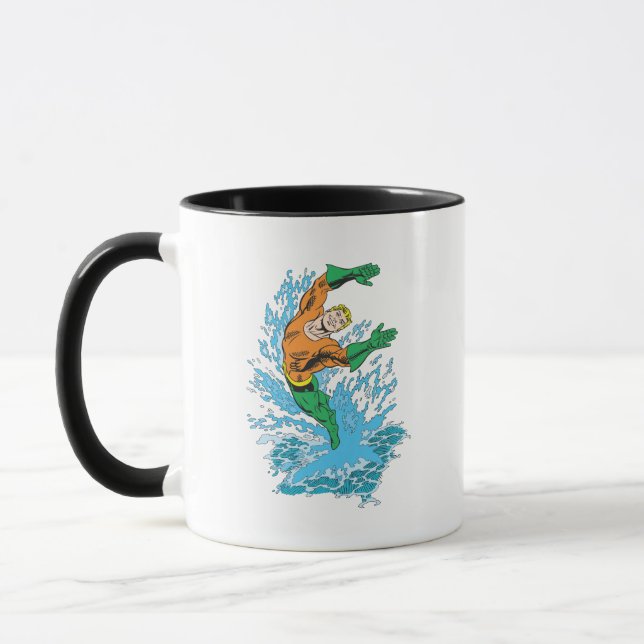 Aquaman Leaps in Wave Mug (Left)