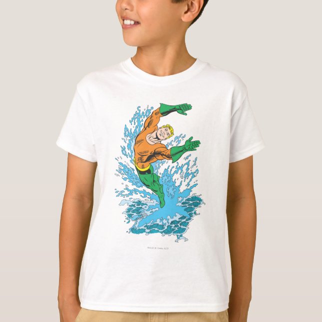 Aquaman Leaps in Wave T-Shirt (Front)