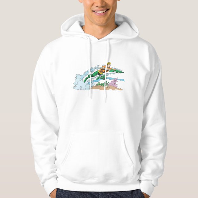 Aquaman Leaps Over Coral Hoodie (Front)