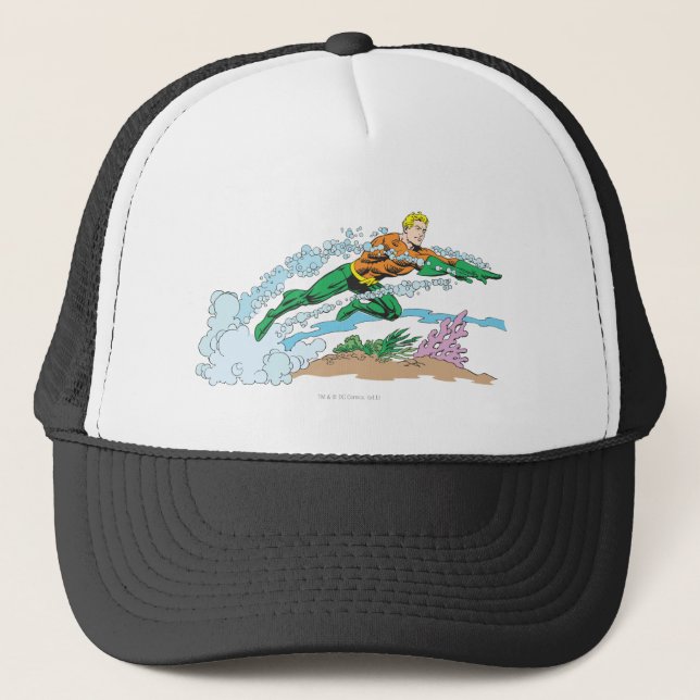 Aquaman Leaps Over Coral Trucker Hat (Front)